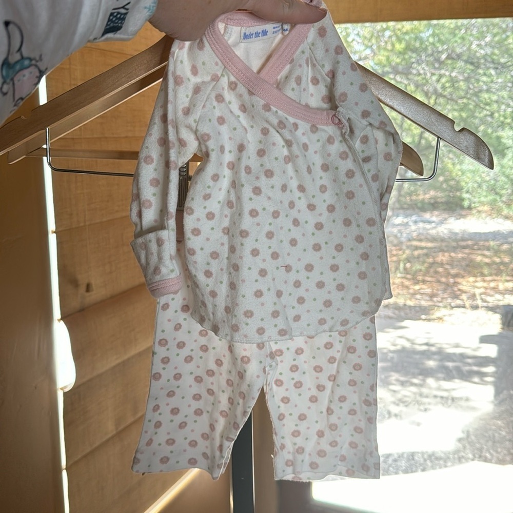 Under the Nile 100% Organic Cotton Kimono Side Snap Top & Pant Set Sz 0-3 Mths